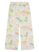 Pantaloni con stampa Palm Tree per bambina Palm Angels Kids bianco con vita elasticizzata - Rubino Kids