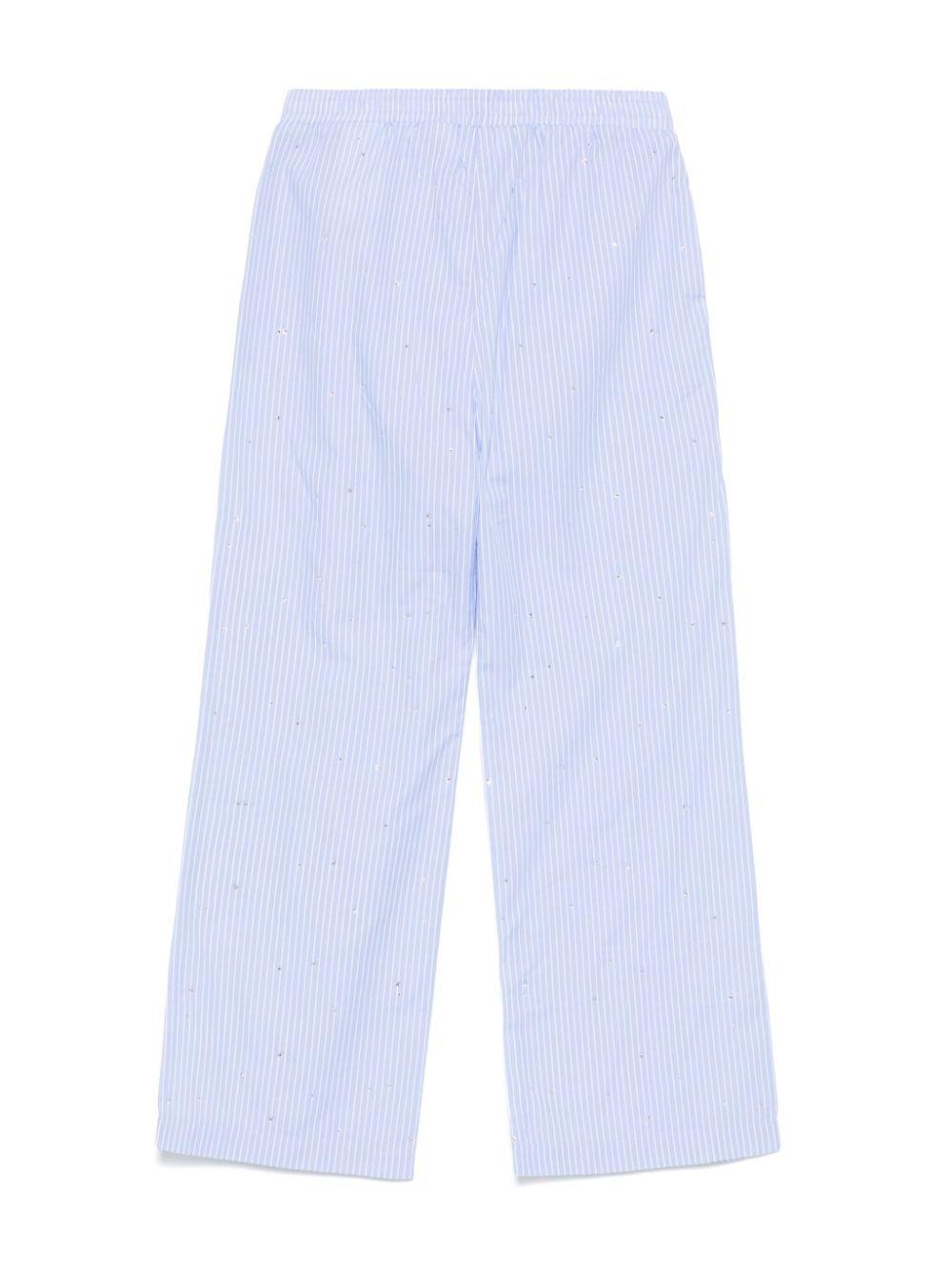 Pantaloni con strass per bambina Palm Angels Kids azzurro con motivo gessato - Rubino Kids