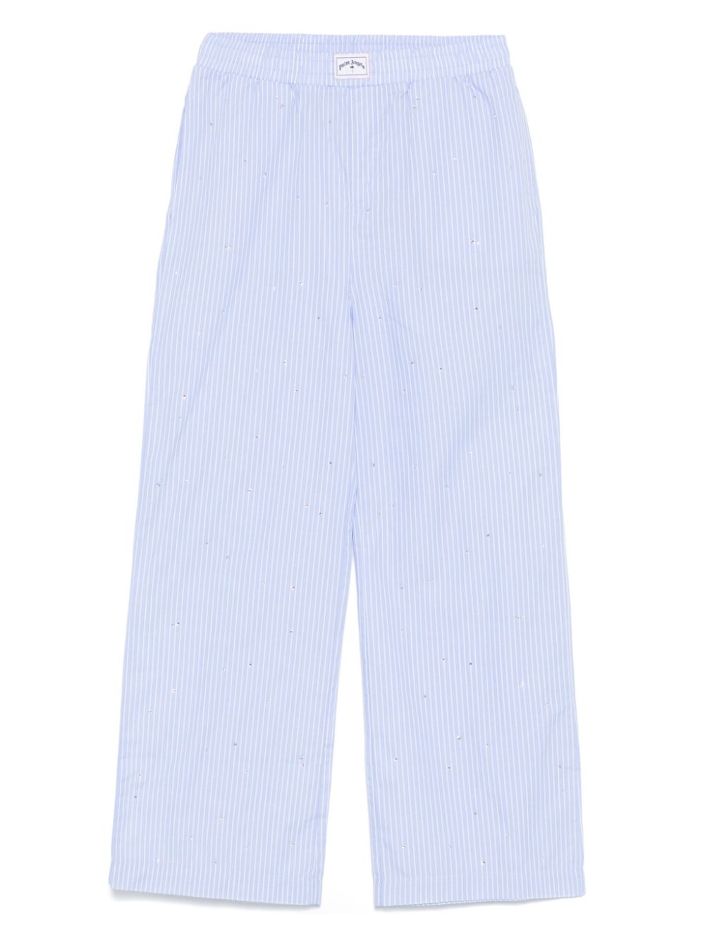 Pantaloni con strass per bambina Palm Angels Kids azzurro con motivo gessato - Rubino Kids