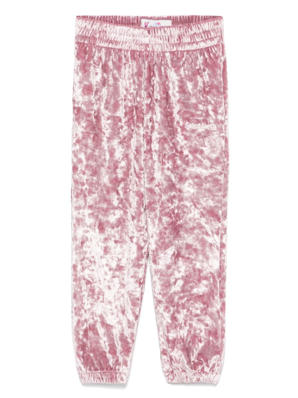 Pantaloni con velluto stropicciato per bambina MC2 Saint Barth Kids rosa con gamba dritta<BR/> - Rubino Kids