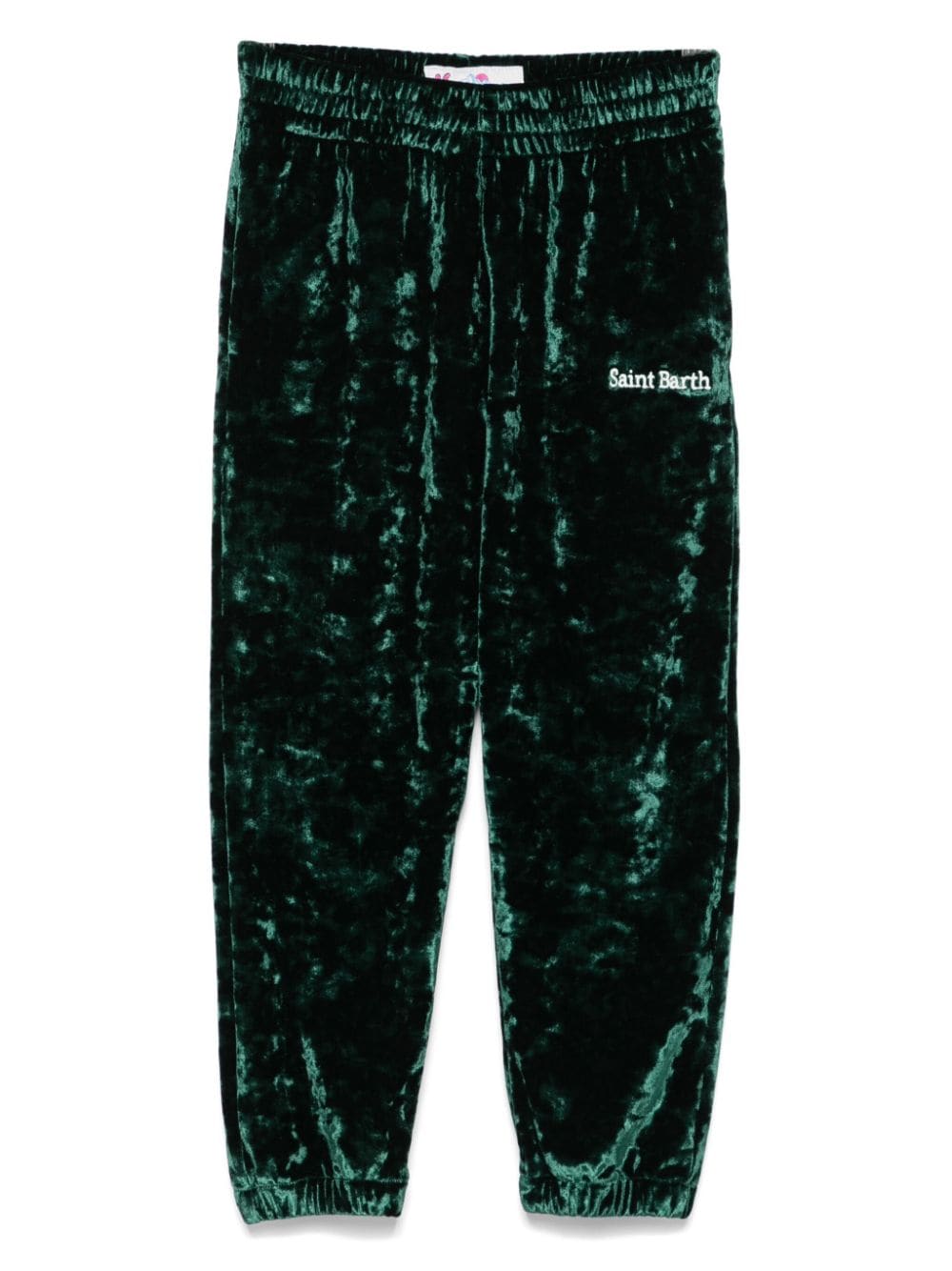 Pantaloni con velluto stropicciato per bambina MC2 Saint Barth Kids verde con gamba dritta - Rubino Kids