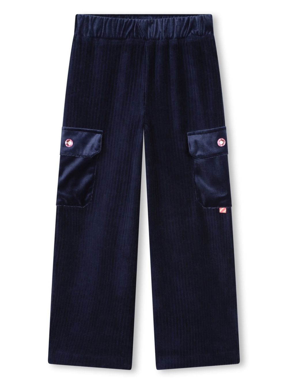 Pantaloni da bambina Billieblush blu a coste con tasche - Rubino Kids