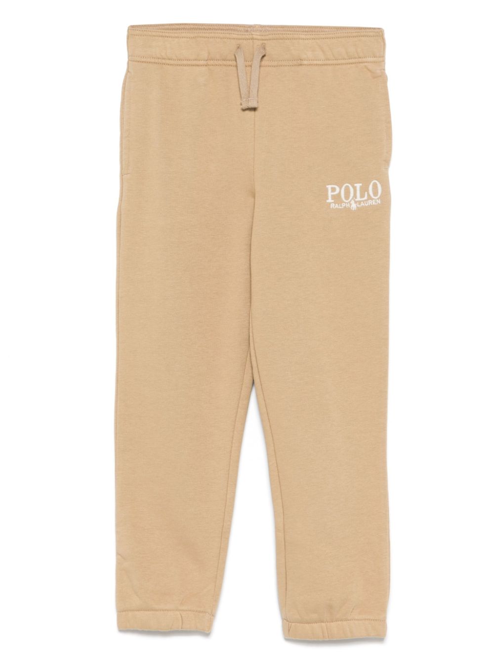 Pantaloni da tuta con logo ricamato per bambino Ralph Lauren Kids beige con caviglie elasticizzate - Rubino Kids