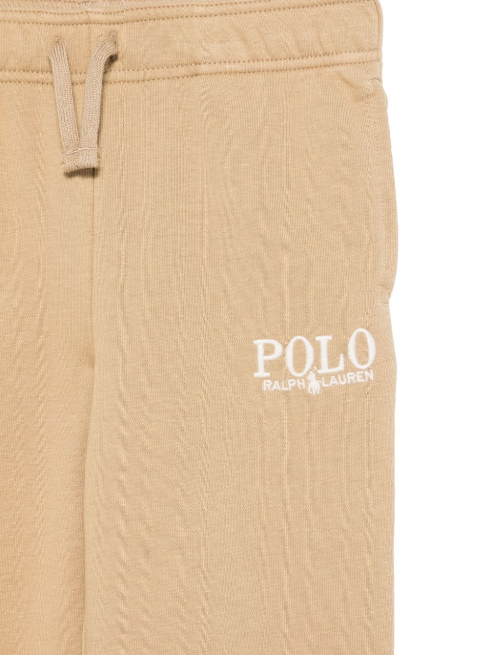 Pantaloni da tuta con logo ricamato per bambino Ralph Lauren Kids beige con caviglie elasticizzate - Rubino Kids