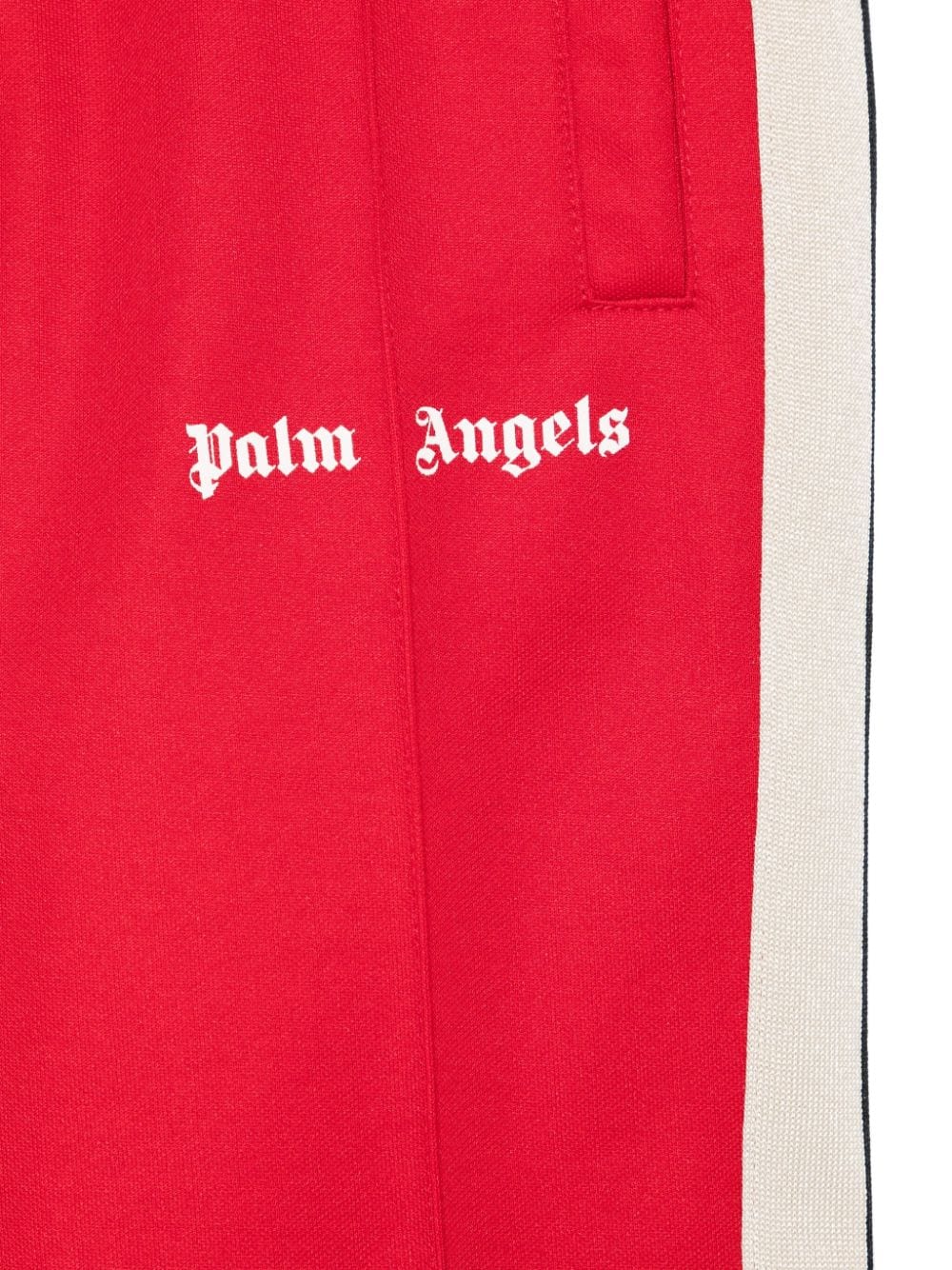 Pantaloni da tuta con stampa logo per bambino Palm Angels Kids rossa con elastico in vita - Rubino Kids