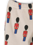 Pantaloni da tuta Little Tin Soldiers per neonato Bobo Choses beige con logo ricamato sul lato - Rubino Kids