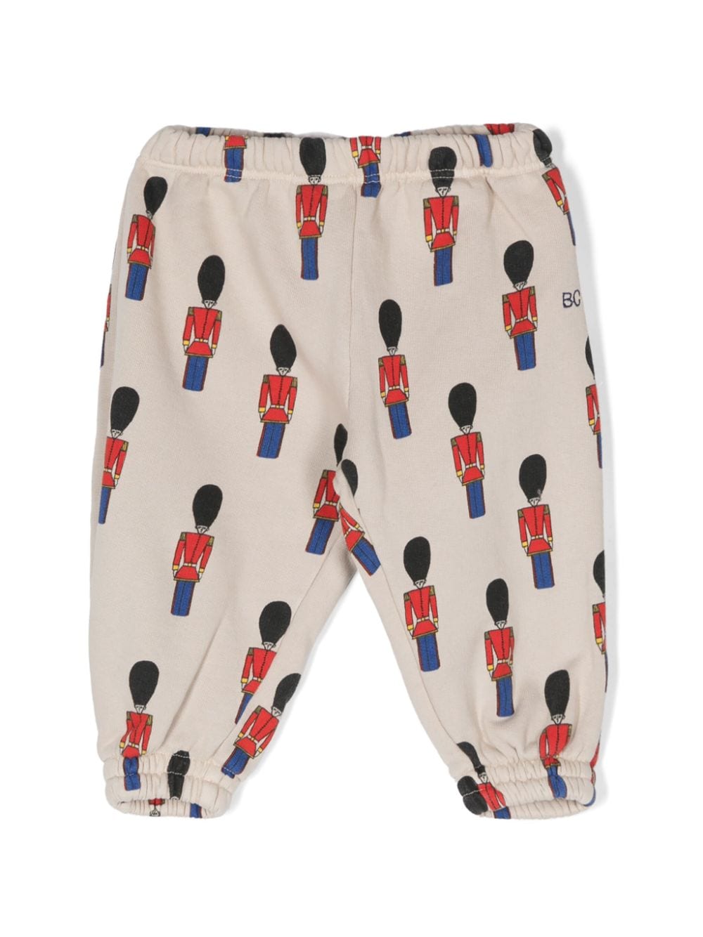 Pantaloni da tuta Little Tin Soldiers per neonato Bobo Choses beige con logo ricamato sul lato - Rubino Kids