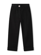 Pantaloni dritti con applicazione logo per bambina Dkny Kids nero con vita media - Rubino Kids