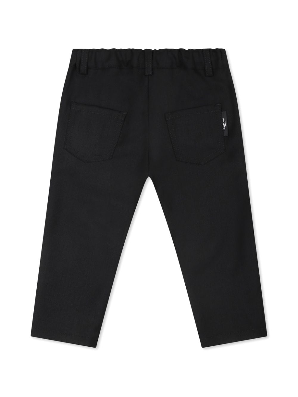 Pantaloni dritti con applicazione per neonato Balmain Kids nero con passanti - Rubino Kids