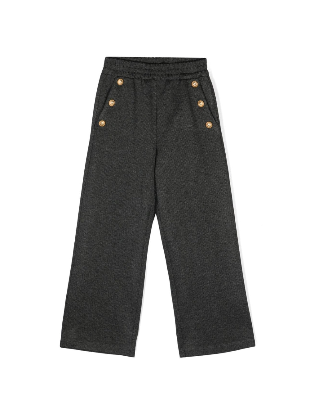 Pantaloni dritti con bottoni incisi per bambina Balmain Kids grigio con taglio straight - Rubino Kids