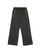 Pantaloni dritti con bottoni incisi per bambina Balmain Kids grigio con taglio straight - Rubino Kids