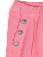 Pantaloni dritti con monete incise per neonata Balmain Kids rosa con gamba dritta - Rubino Kids