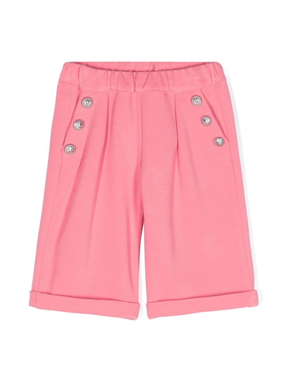 Pantaloni dritti con monete incise per neonata Balmain Kids rosa con gamba dritta - Rubino Kids