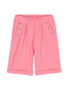 Pantaloni dritti con monete incise per neonata Balmain Kids rosa con gamba dritta - Rubino Kids