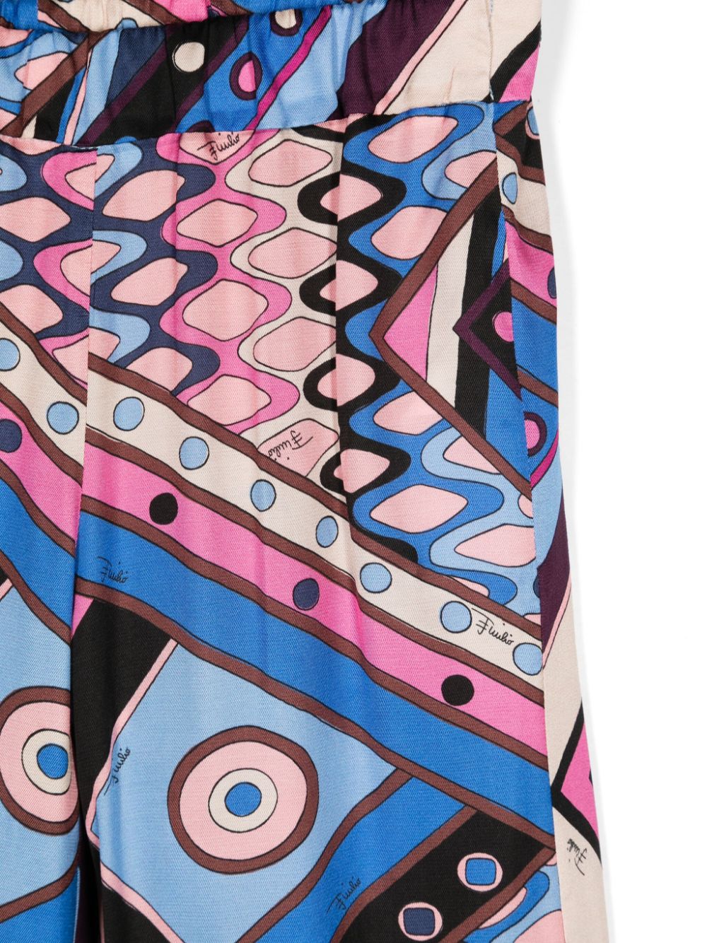 Pantaloni dritti per bambina Emilio Pucci Junior multicolore con stampa grafica - Rubino Kids