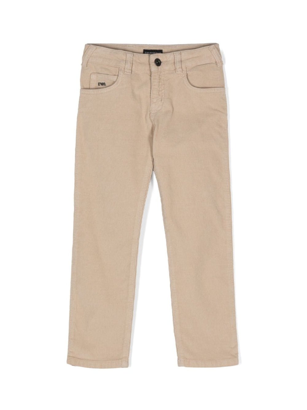 Pantaloni dritti per bambino Emporio Armani Kids beige in velluto a coste - Rubino Kids