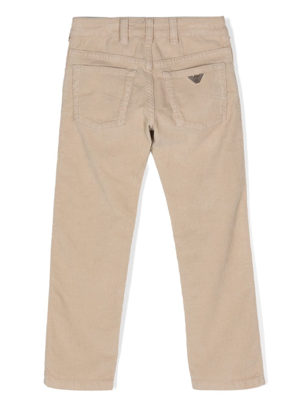 Pantaloni dritti per bambino Emporio Armani Kids beige in velluto a coste - Rubino Kids