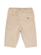 Pantaloni dritti per neonato Emporio Armani Kids beige a vita media in tessuto in twill - Rubino Kids