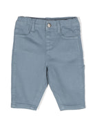 Pantaloni dritti per neonato Emporio Armani Kids blu a vita media in tessuto in twill - Rubino Kids