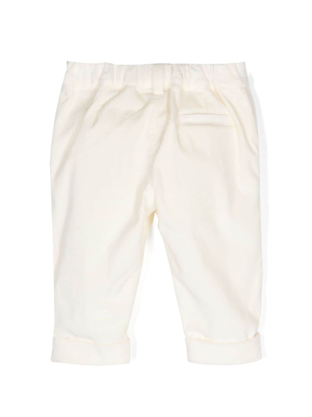 Pantaloni dritti per neonato Fendi Kids beige con tasche a taglio - Rubino Kids