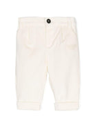 Pantaloni dritti per neonato Fendi Kids beige con tasche a taglio - Rubino Kids