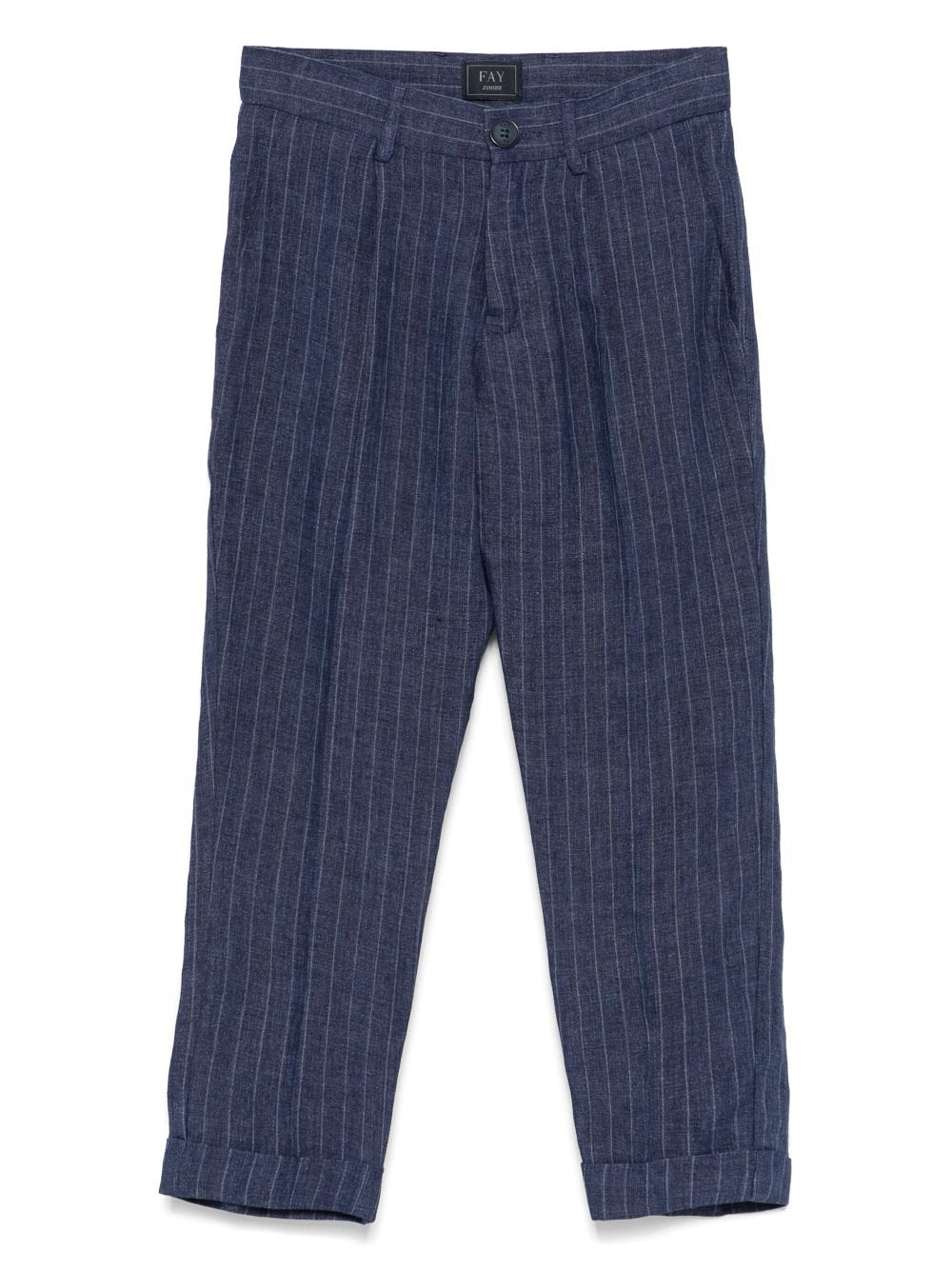 Pantaloni gessati per bambino Fay Kids blu con orlo con risvolto - Rubino Kids