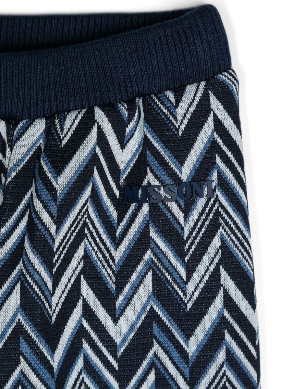 Pantaloni in maglia lavorata a zigzag per neonato Missoni Kids blu con elastico in vita - Rubino Kids