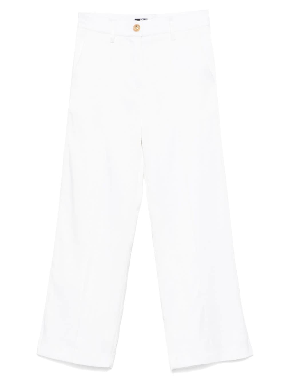 Pantaloni in raso per bambina Balmain Kids bianco con finitura satinata - Rubino Kids