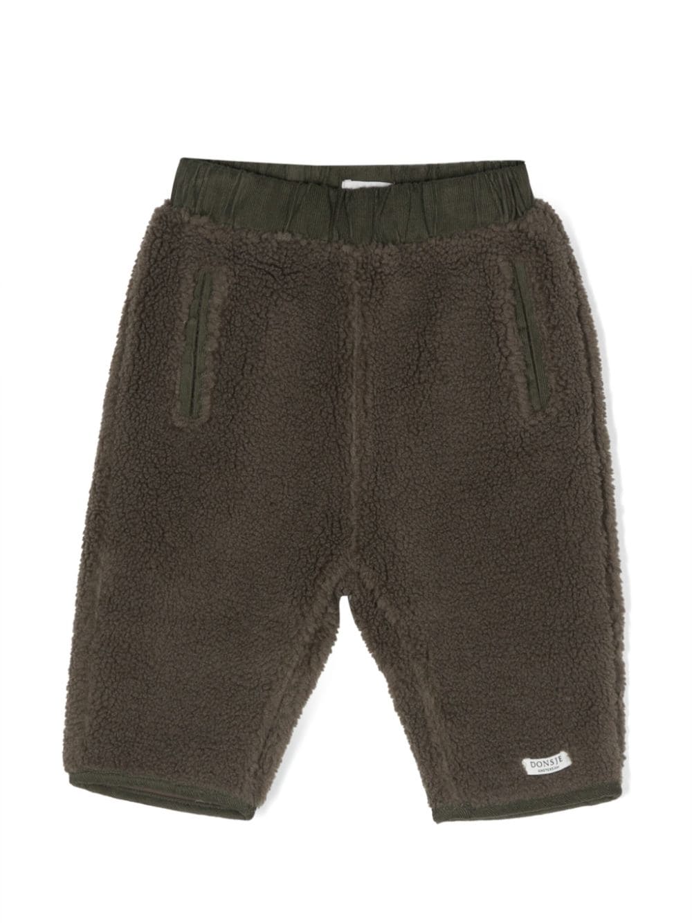 Pantaloni in tessuto felpato con etichetta logo - Rubino Kids