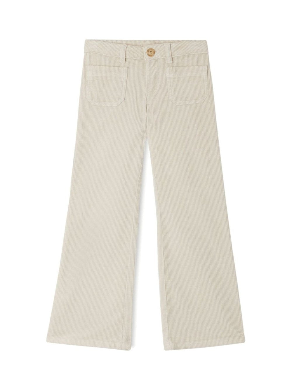 Pantaloni Junon svasati a coste per bambina Bonpoint beige con passanti - Rubino Kids