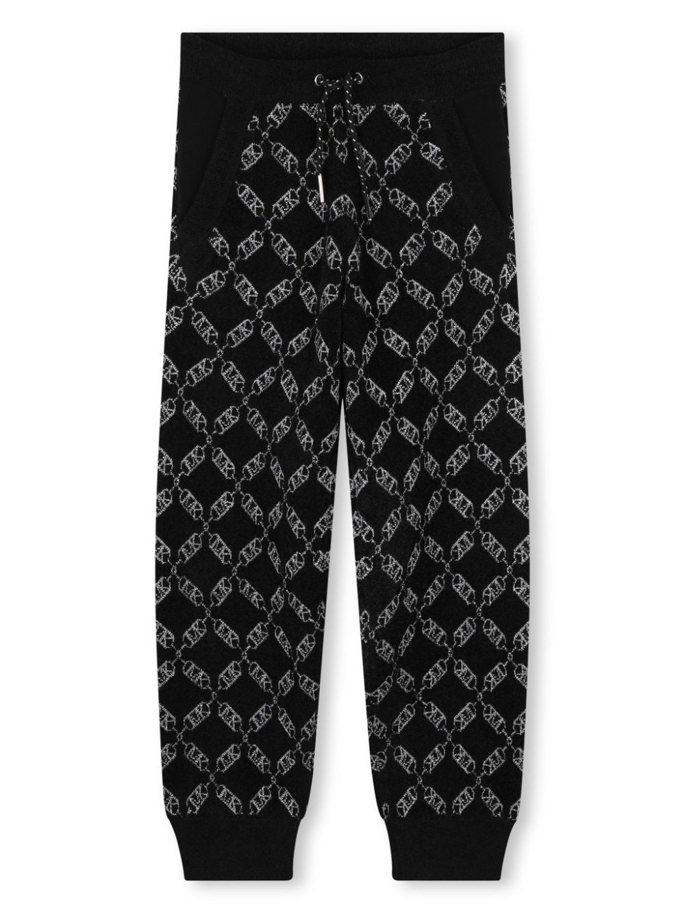 Pantaloni neri per bambina con logo jacquard Michael Kors Kids - Rubino Kids