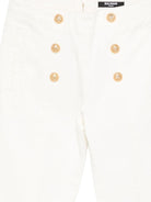 Pantaloni per bambina Balmain Kids bianchi con bottoni dorati - Rubino Kids