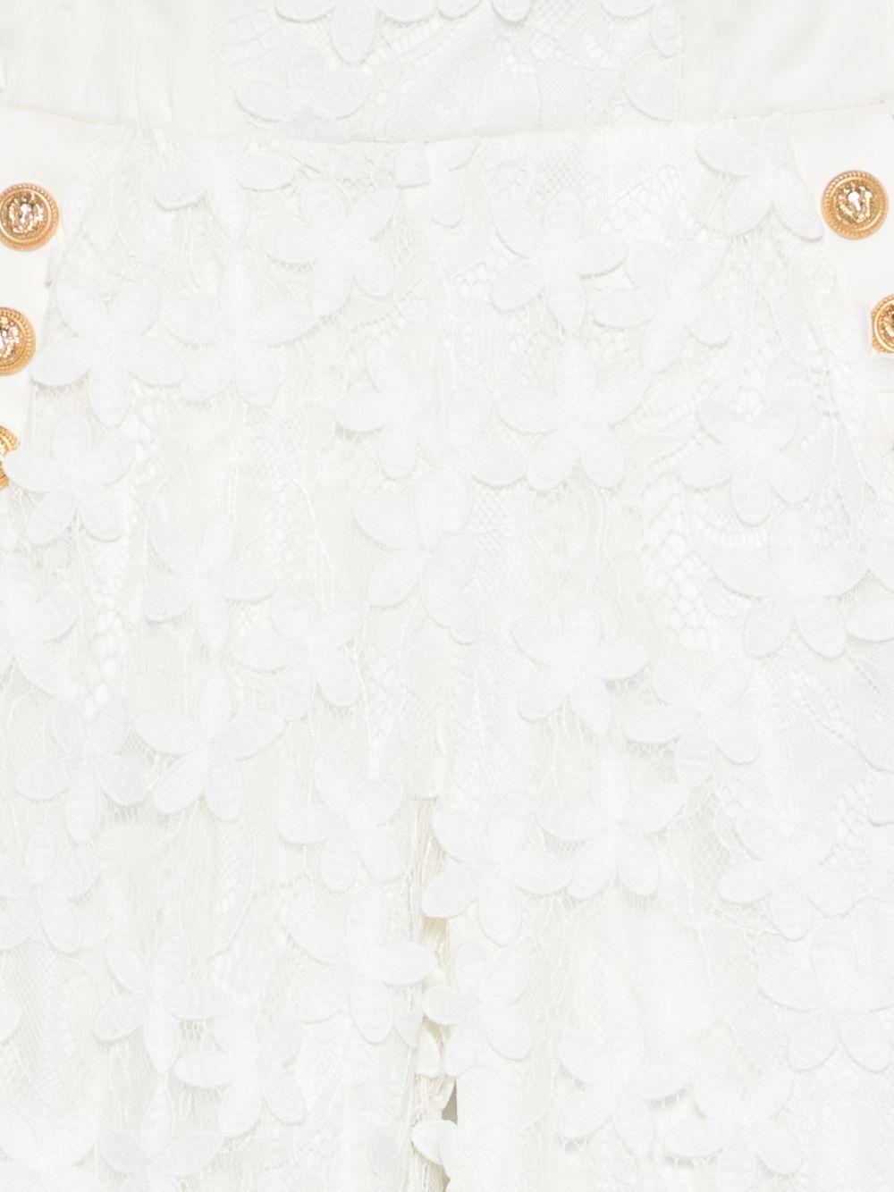 Pantaloni per bambina Balmain Kids bianco con dettaglio con bottoni - Rubino Kids