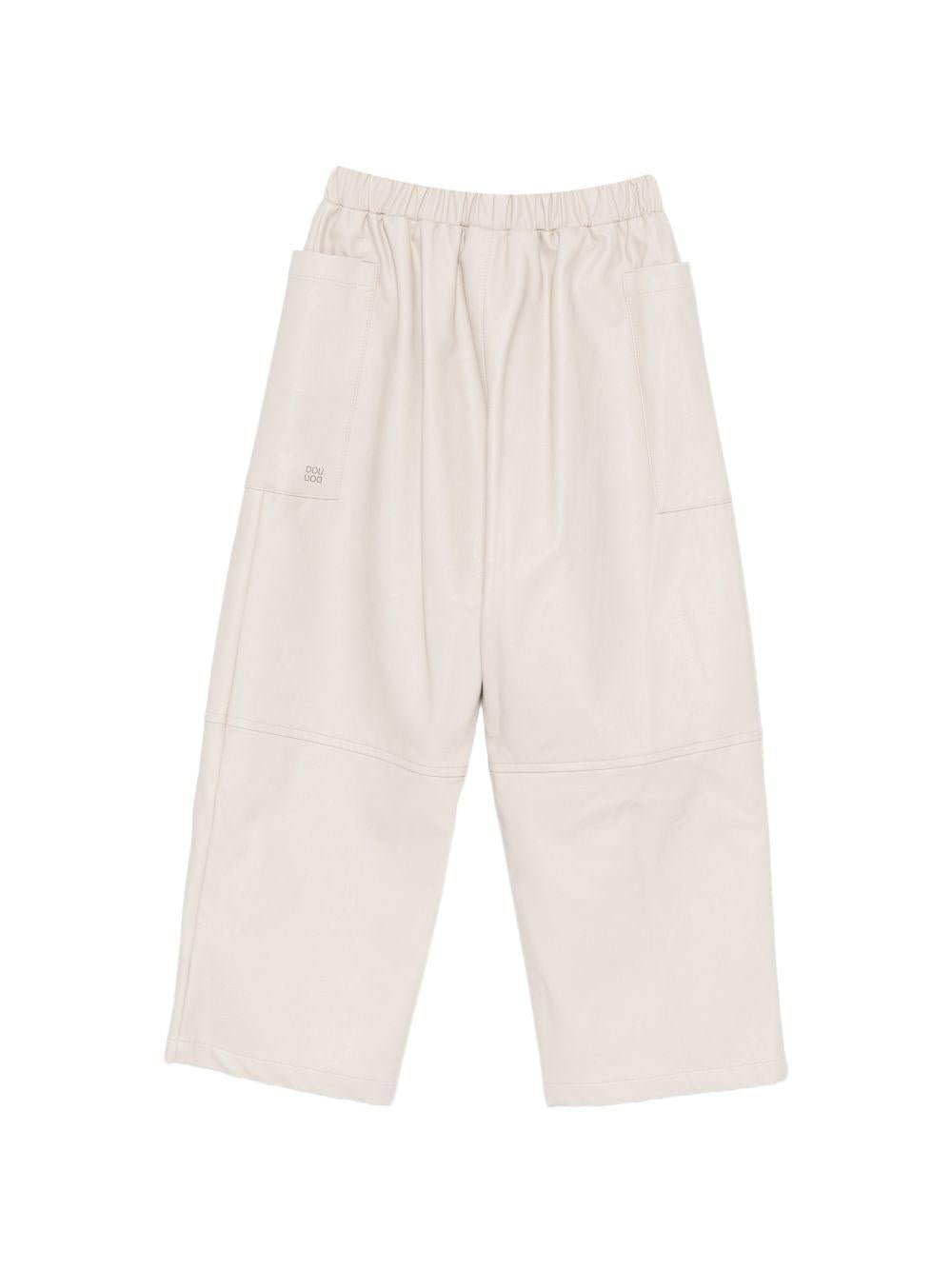 Pantaloni per bambina Douuod beige con vita elasticizzata - Rubino Kids