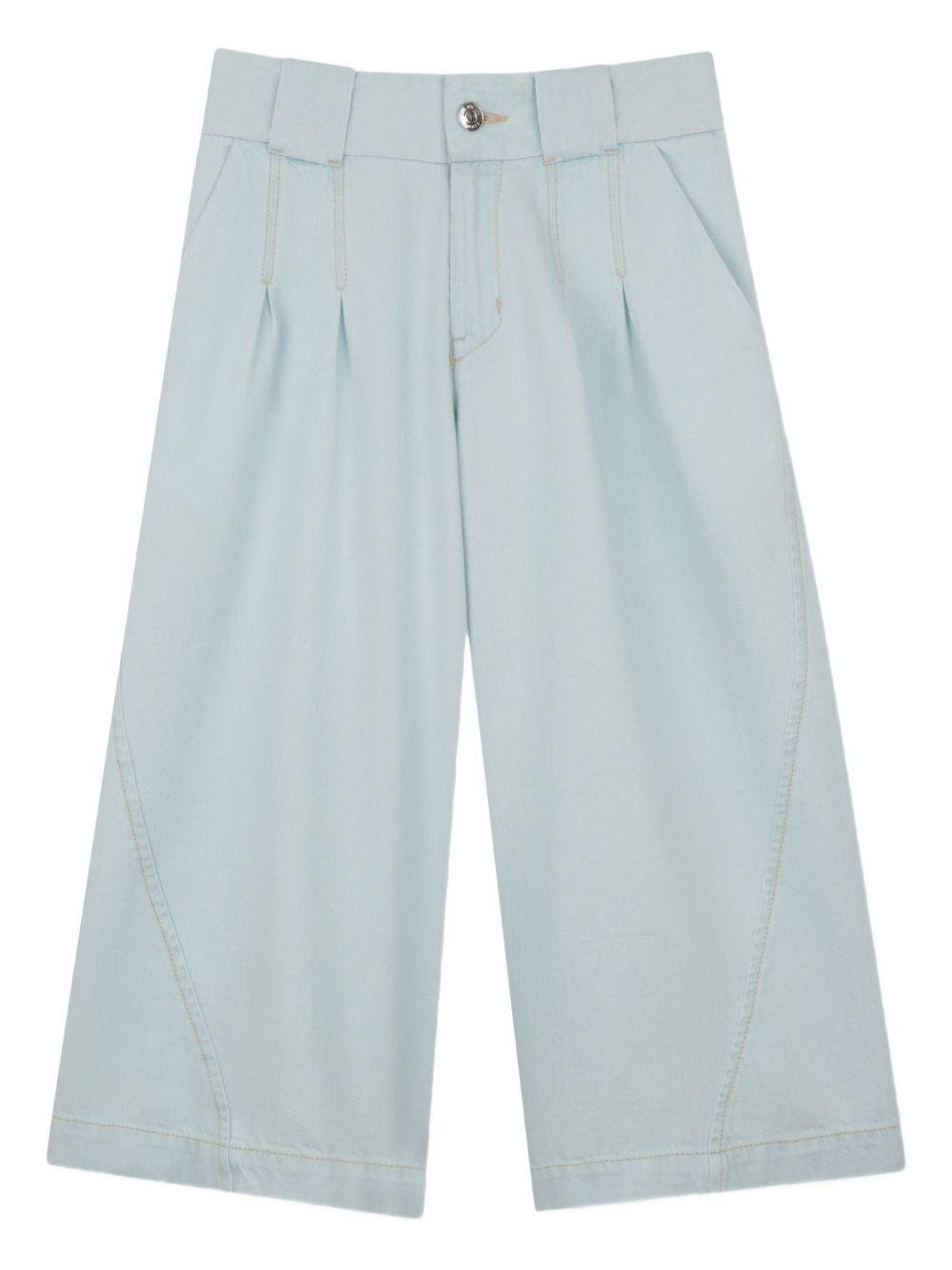 Pantaloni per bambina Lanvin Enfant azzurri con dettaglio logo - Rubino Kids