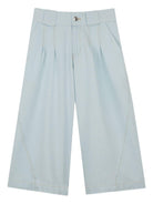 Pantaloni per bambina Lanvin Enfant azzurri con dettaglio logo - Rubino Kids