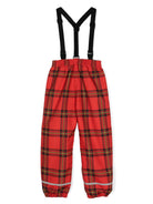 Pantaloni per bambina Mini Rodini Edelweiss rosso con motivo a quadri tartan - Rubino Kids