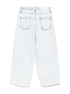 Pantaloni per bambina MSGM Kids denim con effetto vissurto - Rubino Kids