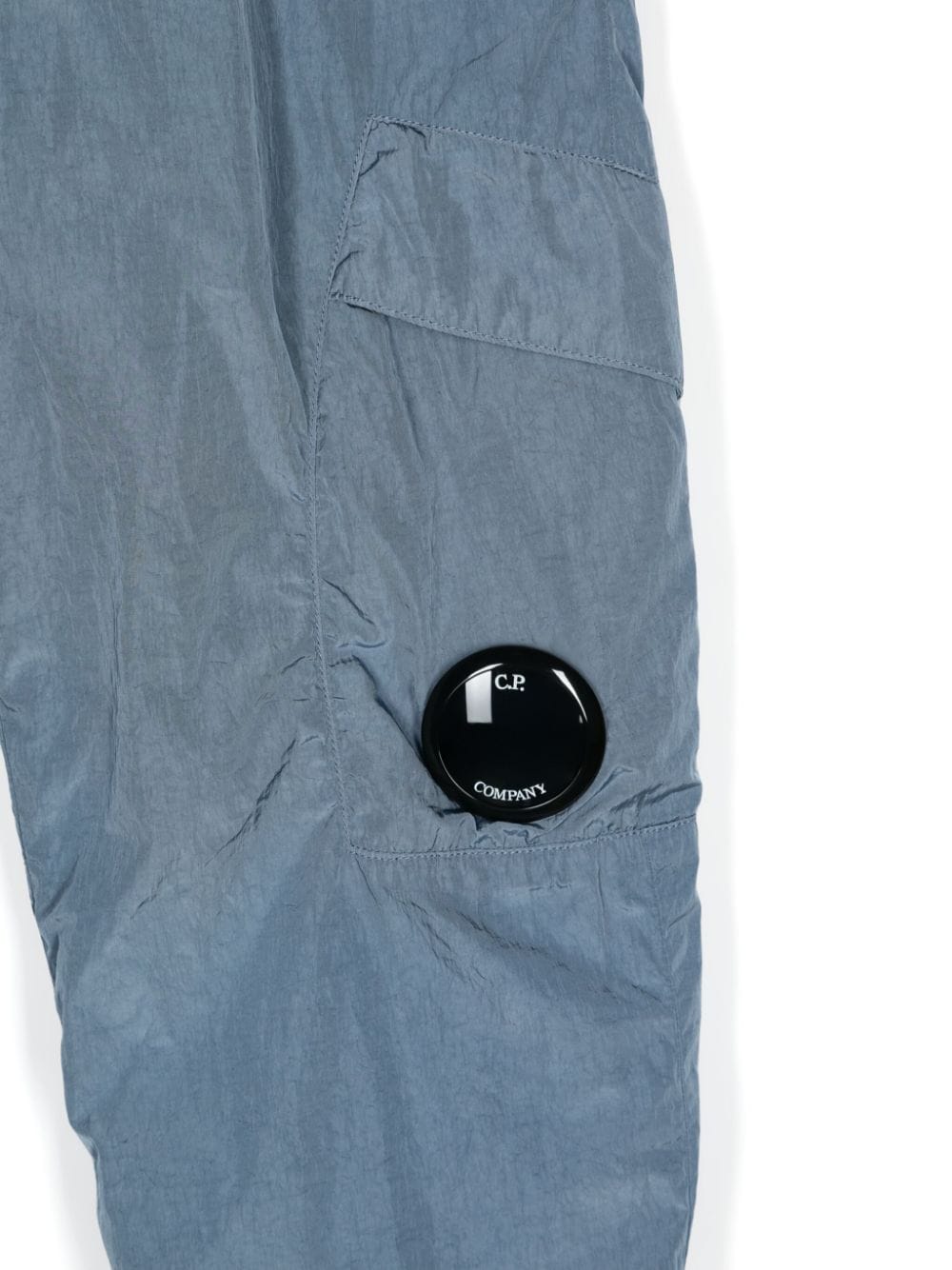 Pantaloni per bambino C.P. Company Kids blu con applicazione sulla gamba - Rubino Kids