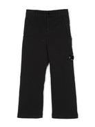 Pantaloni per bambino C.P. Company Kids nero con applicazione sulla gamba - Rubino Kids