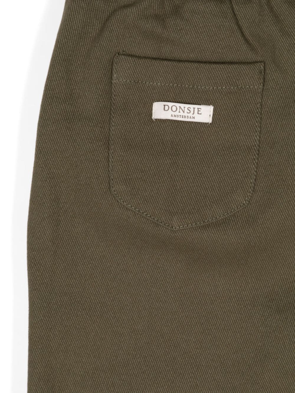 Pantaloni per bambino Donsje Oib verde con vita elasticizzata e tasche laterali a filetto - Rubino Kids