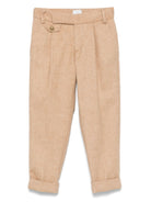 Pantaloni per bambino Eleventy Kids beige con motivo a spina di pesce - Rubino Kids