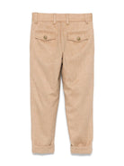 Pantaloni per bambino Eleventy Kids beige con motivo a spina di pesce - Rubino Kids