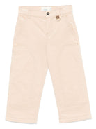 Pantaloni per bambino Fendi Kids beige con tasca posteriore con monogramma FF - Rubino Kids