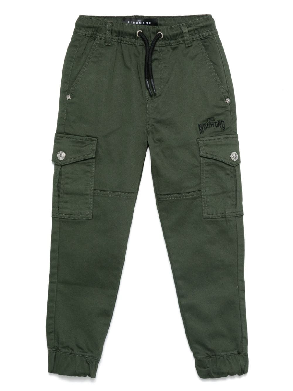 Pantaloni per bambino John Richmond Junior verde con logo ricamato - Rubino Kids