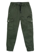 Pantaloni per bambino John Richmond Junior verde con logo ricamato - Rubino Kids