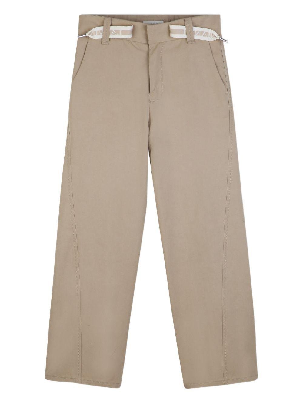 Pantaloni per bambino Lanvin Enfant beige con dettaglio logo - Rubino Kids