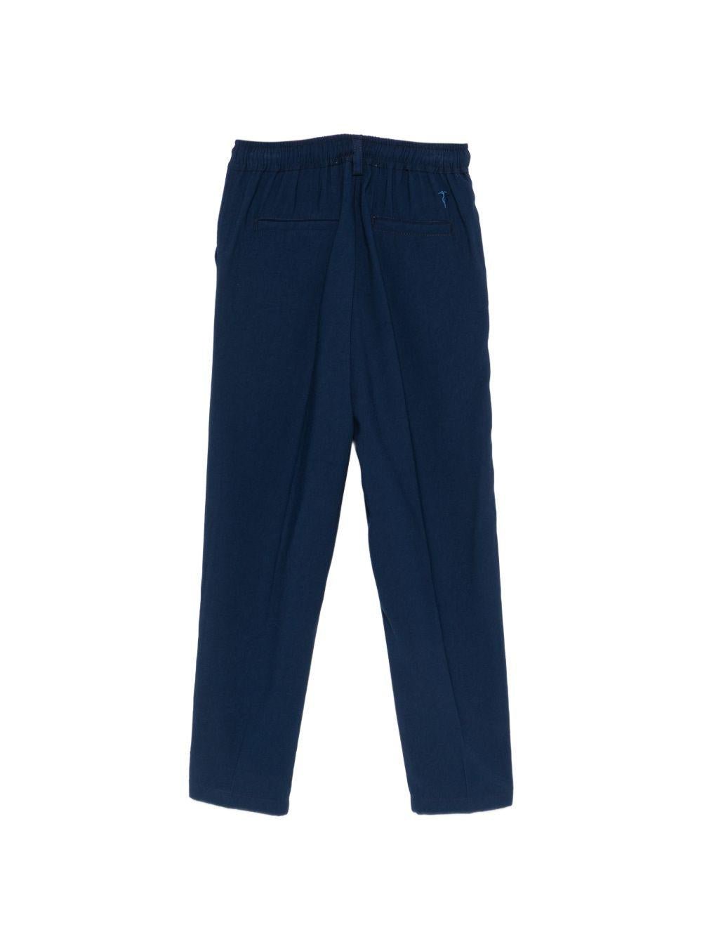 Pantaloni per bambino Trussardi Junior blu con passanti per cintura - Rubino Kids