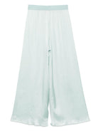 Pantaloni per donna Merci verde acquamarina a gamba ampia con dettagli plissettati - Rubino Kids