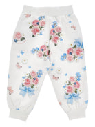 Pantaloni per neonata Monnalisa bianchi con stampa fiori all - over - Rubino Kids